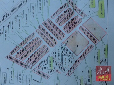 私人公司拟议在高渊甘榜督克拉末土地上,发展27间店屋的建议图。