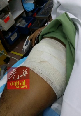 警员古赛里右腿部被嫌犯以利刀刺伤。