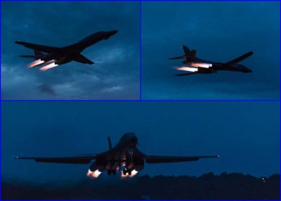 美国空军证实,美军两架B1B轰炸机周四从东海飞到南海。