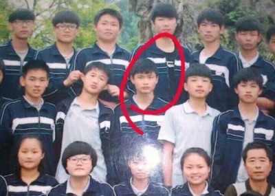 涉嫌杀死班主任的罗姓学生(红圈)。