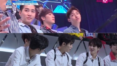《Produce 101》(上图)的摄影手法,每当《偶像练习生》(下图)为起了。