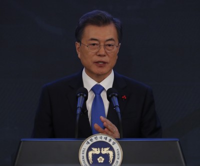 欧洲杯外围app强调,在任内解决朝核问题、巩固和平是该目标。(法新社照片)