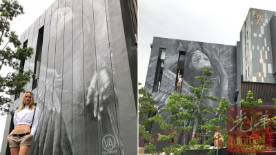 茱莉亚利用10天在Vangohh Eminent 15米高墙壁画上《天使的蜕变》。