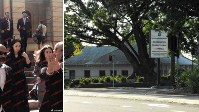 (左)董璇出庭旁听。(右)地面华人爆料高云翔被关在悉尼银水监狱。