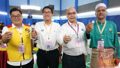 峇央峇鲁国席4名候选人,左起为是严文隆、沈志勤、蔡昇沅和依祖里。