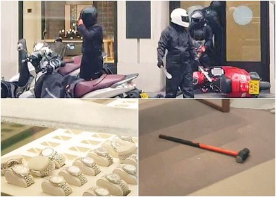 匪徒“分工有序”,得手后遗下大锤及摩托车。