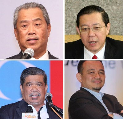 (左上)内政部长慕尤丁(右上)财政部长林冠英(左下)国防部长莫哈末沙布(右下)教育部长马智礼