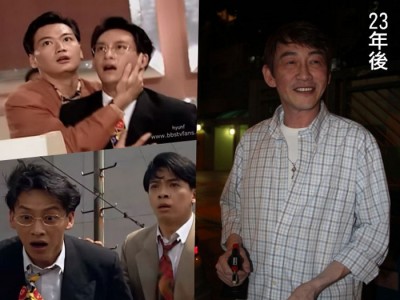 港星吴启明当年以《大时代》走红(小图),离开演艺圈销声匿迹23年后,身影再度被捕获(右图)。