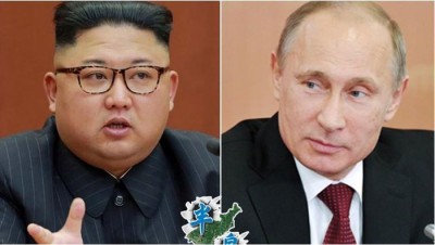 金正恩(左图)跟普京(右图)彼此发出贺电。