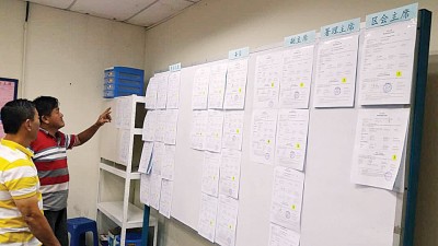 马华古国家巴素区会见、区团暨女儿组党员热烈参选,提名表格挂满党所墙壁。