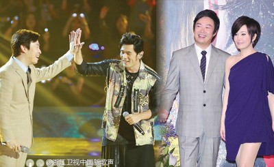 (左图)周杰伦(右)曾和费玉清合唱《母里以外》。(右图)江蕙(右)跟费玉清发出多年情谊,先期后发表引退。