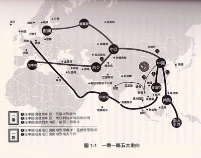 一带一路五大走向图表(取自《一带一路全球发展的中国逻辑》一书)。