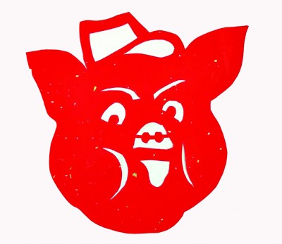霸气又可爱的猪头造型剪纸，出自郭春安的巧手。