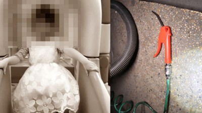 女童(左)惨死于左营区某加油站内。