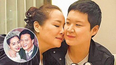 恬妞（左）与爱女“彤彤”感情紧密。（小图）恬妞1992年与万梓良结婚轰动演艺圈，但婚姻维持不到4年。