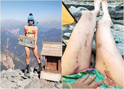 吴季芸去年登山曾在断崖失足，自称捡回一命。