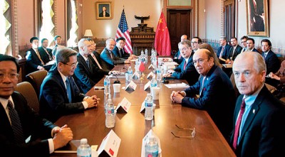 中美新一轮贸易谈判在白宫召开。（法新社照片）