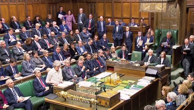 英国国会周二表决脱欧协议。（法新社照片）