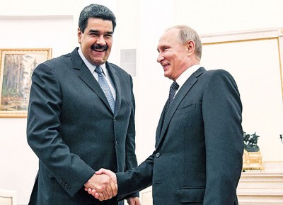 马杜罗（左）获俄罗斯总统普京（右）支持。