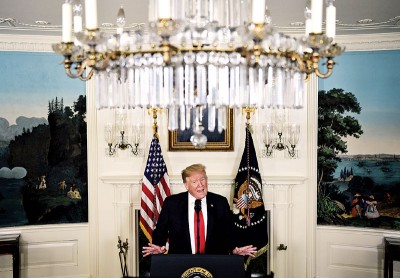 特朗普首次在白宫就结束政府停摆及边境保安问题提出妥协方案。（法新社照片）