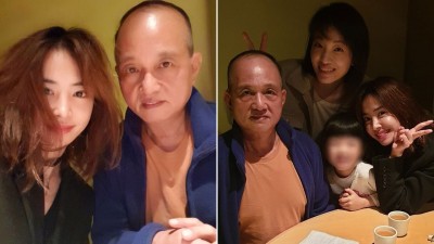 蔡依林开心地与家人们合照。网友大赞蔡依林与爸爸神似。