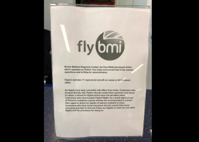 英伦航空发声明宣布停止营运。