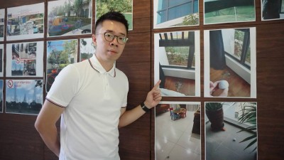 许水淼:高尔夫球常掉落在大厅及阳台,都拾到约20发高尔夫球。