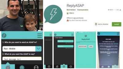 赫伯特近日接受多家媒体访问，推广“ReplyASAP”，并具备Android及iOS版本。
