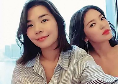 网友曝光疑似第三者（左）照片。