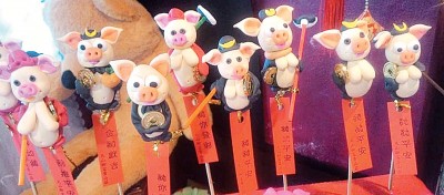 王舜维一共捏造3个猪八戒造型，每个都是可爱精致。