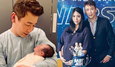 陶喆（右起）与妻子Penny喜迎爱子，他看着儿子很感恩（左）。