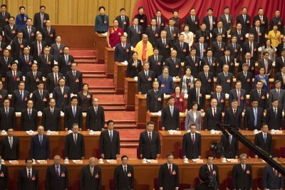 中国国家主席习近平等领导人以及超过2000名政协委员齐聚北京人民大会堂。（法新社照片）