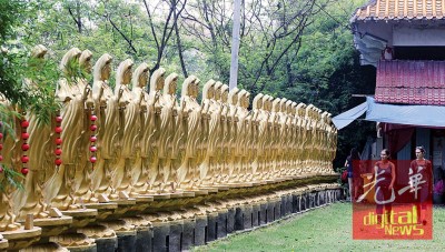 观音洞近年不断进行美化提升工程,入口左侧所排列的观音像,气势慑人。