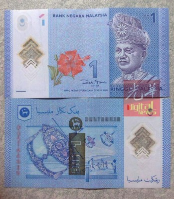 1令吉纸币后印有BNM 1和国家银行的标志。