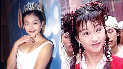李绮虹1994年参加港姐，夺得季军入行。（右）李绮虹当年拍《绝代双骄》剧照。