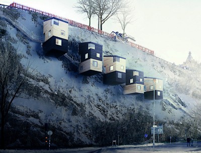 瑞典建筑师想出在悬崖建房子。