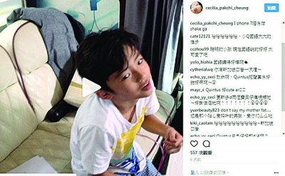 张柏芝与粉丝分享儿子Lucas近况。