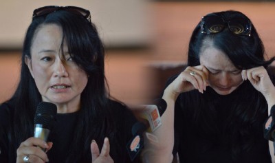 陪伴罗宾22年的Connie,以宾嫂的身份现身记者会,说到伤心处数度泪奔现场