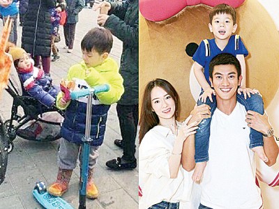 霍思燕(右图左)与杜江有儿子嗯哼,女儿(左图左)疑似见光。