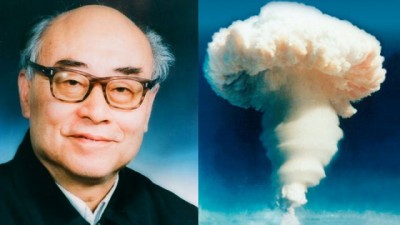 中国“氢弹之父”于敏。图右为中国首枚氢弹试爆成功。
