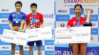 恭喜宋浚洋和谢抒芽赢得全国赛男女单冠军。